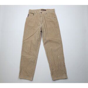 Vintage 90s No Fear Mens 33x32 Distressed Baggy Wide Leg Corduroy Pants USA